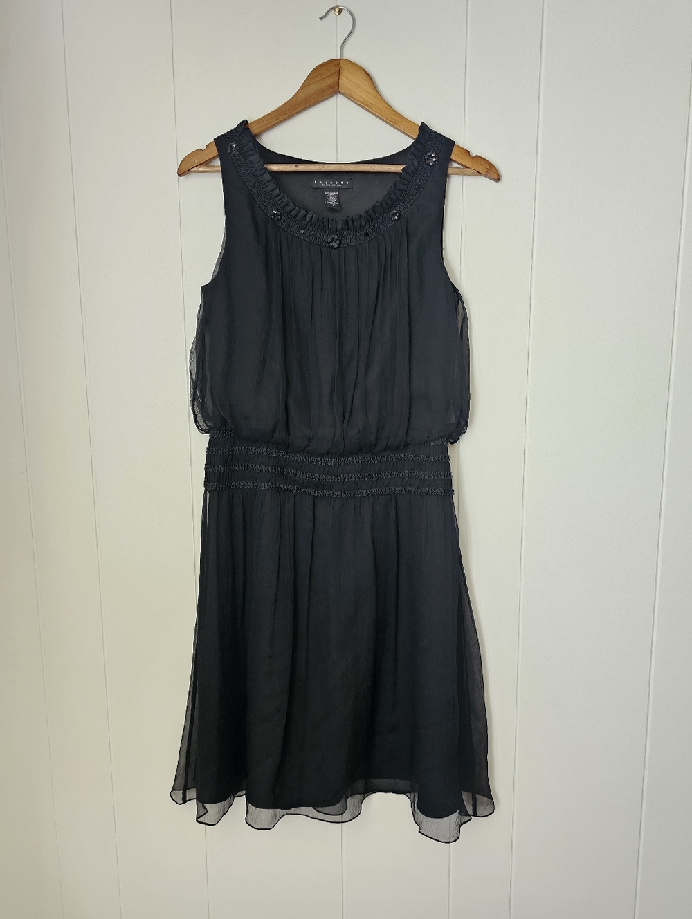 Laundry By Shelli Segal 100% Silk Black Sleeveless Chiffon Dress